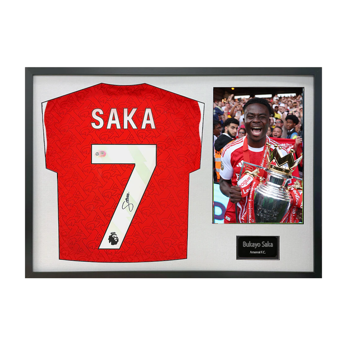 Bukayo Saka Signed Arsenal Champions Shirt Classic Frame