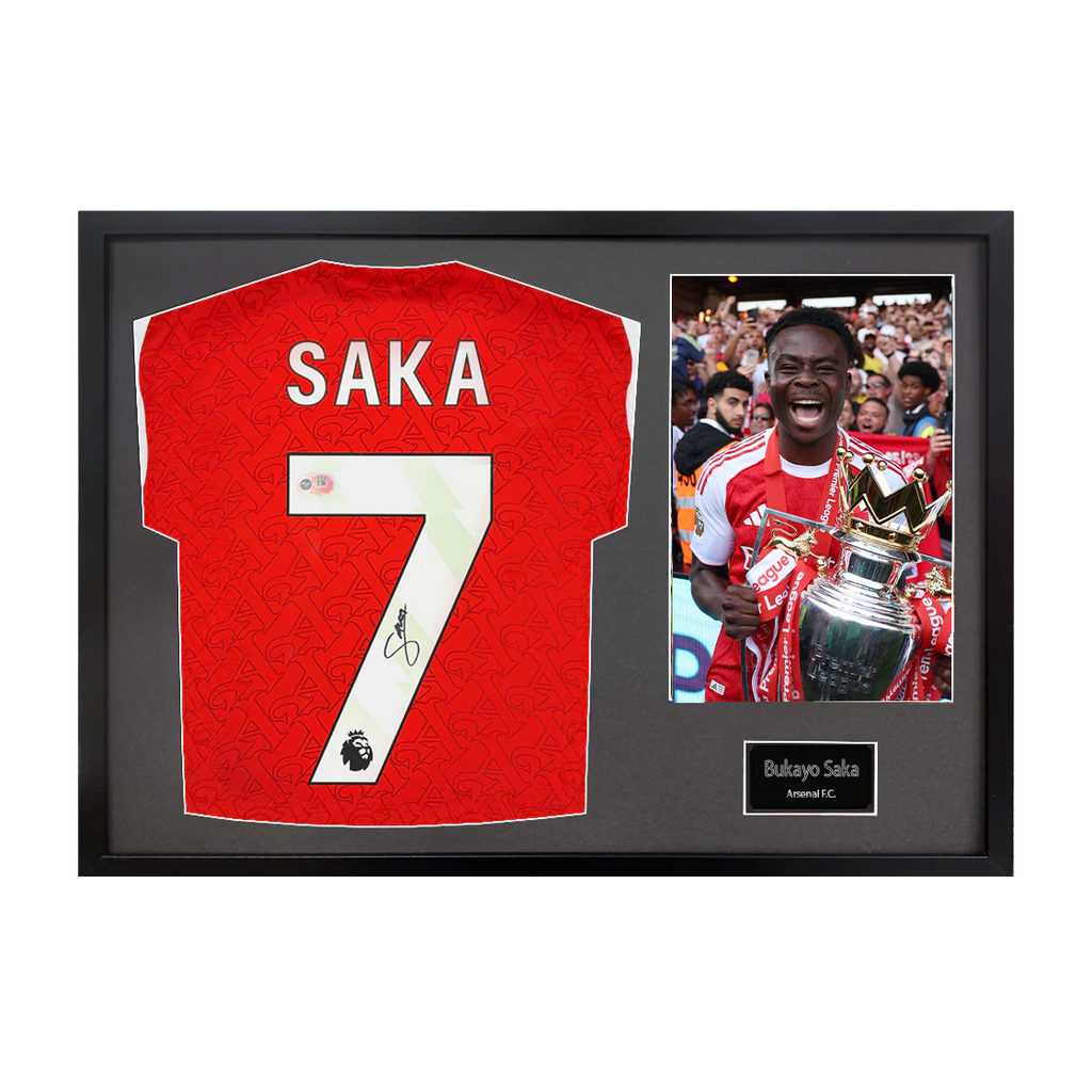 Bukayo Saka Signed Arsenal Champions Shirt Classic Frame
