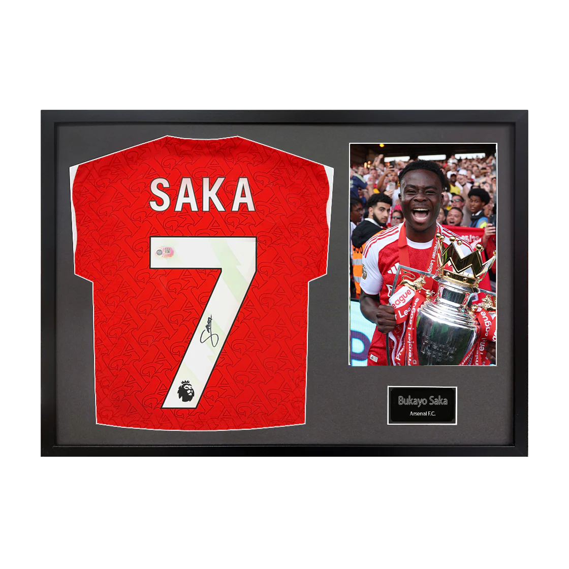 Bukayo Saka Signed Arsenal Champions Shirt Classic Frame