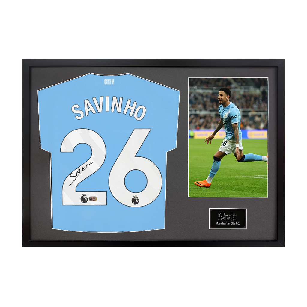 Sávio Signed Manchester City Shirt Classic Frame (ACG Cert)