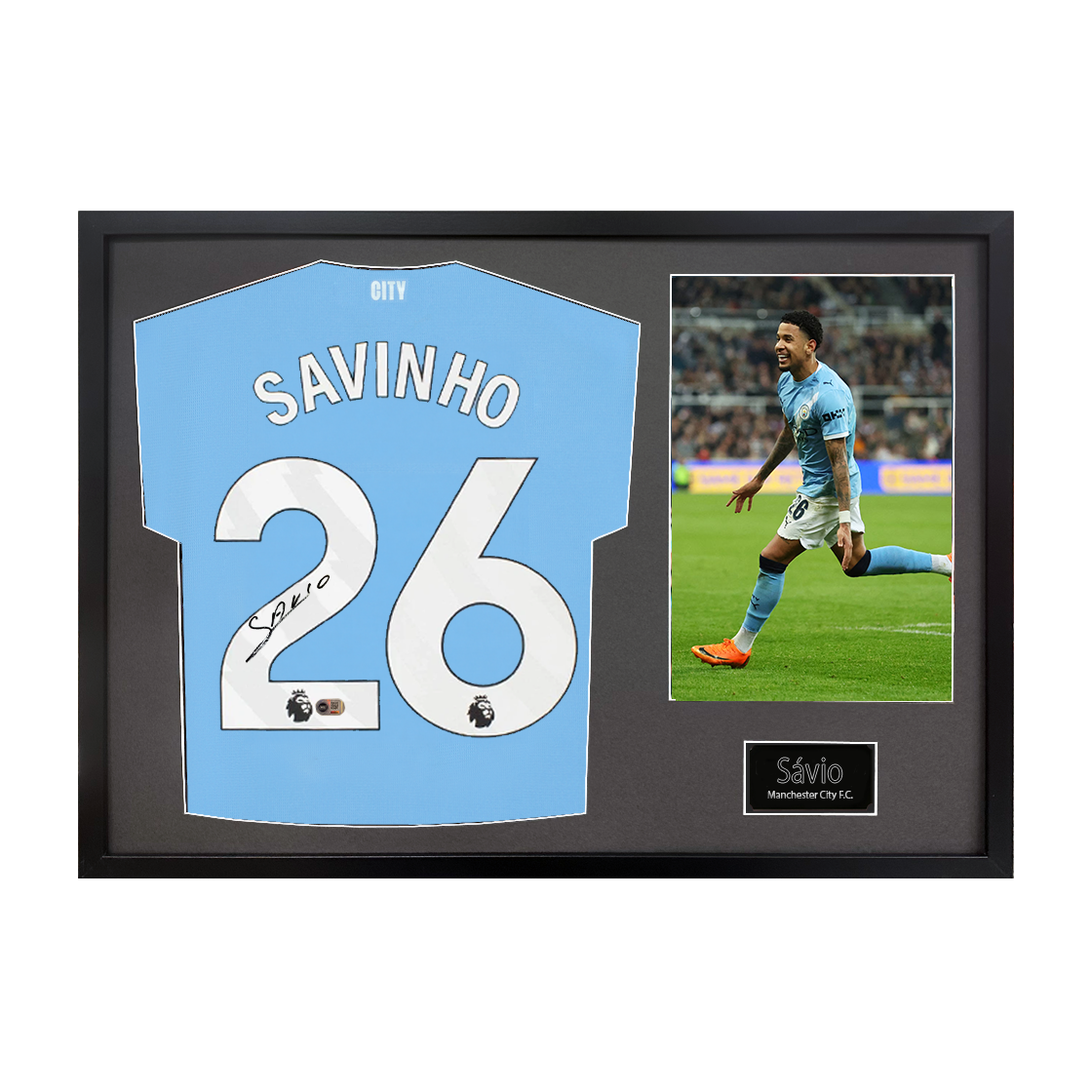 Sávio Signed Manchester City Shirt Classic Frame (ACG Cert)