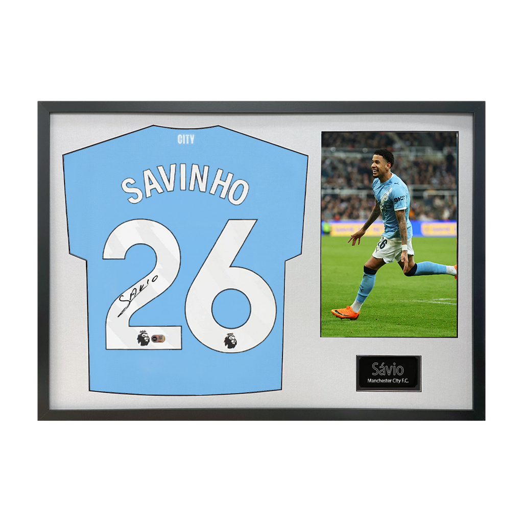 Sávio Signed Manchester City Shirt Classic Frame (ACG Cert)