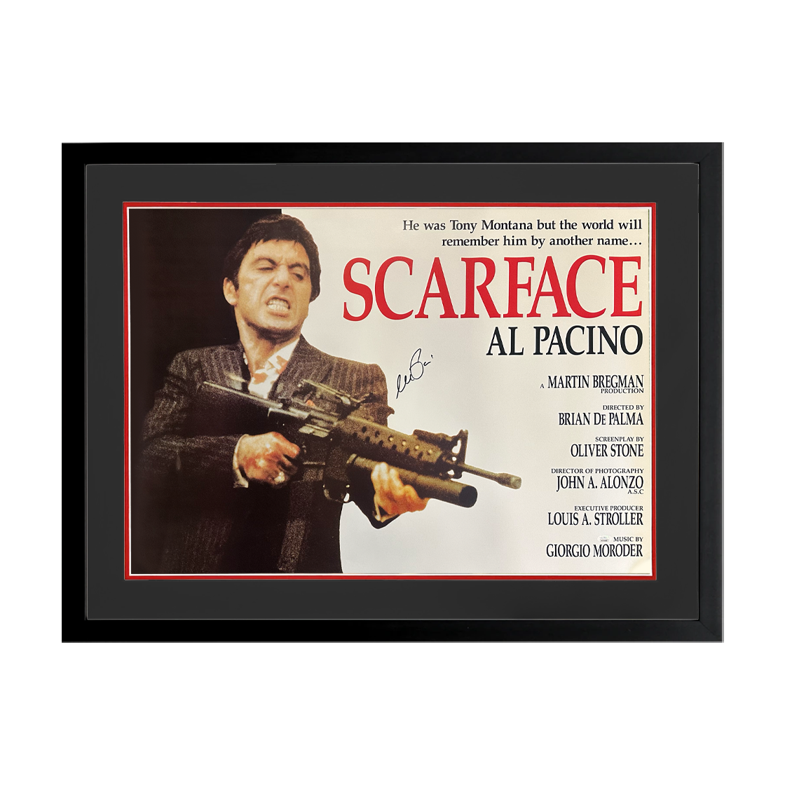 Al Pacino Signed Scarface Poster Premium Frame (JSA)