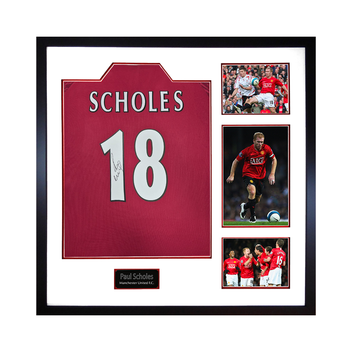 Paul Scholes Signed Manchester United Shirt Elite Frame