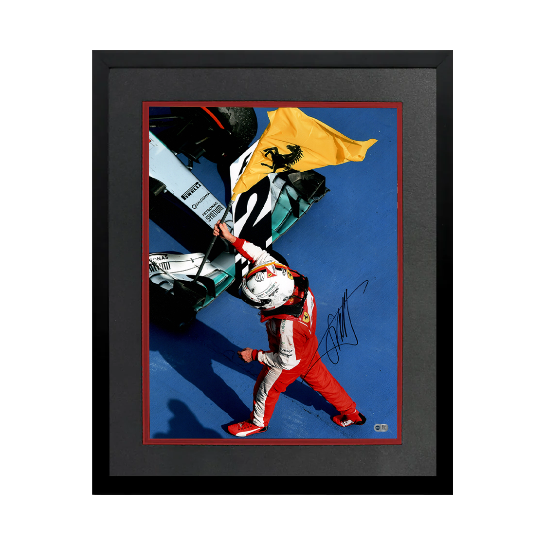 Sebastian Vettel Signed 16x12 Image Deluxe Mount Frame