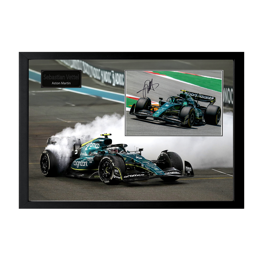 Sebastian Vettel Signed 16x12 Image Cut Iconic Frame (ACG Cert)