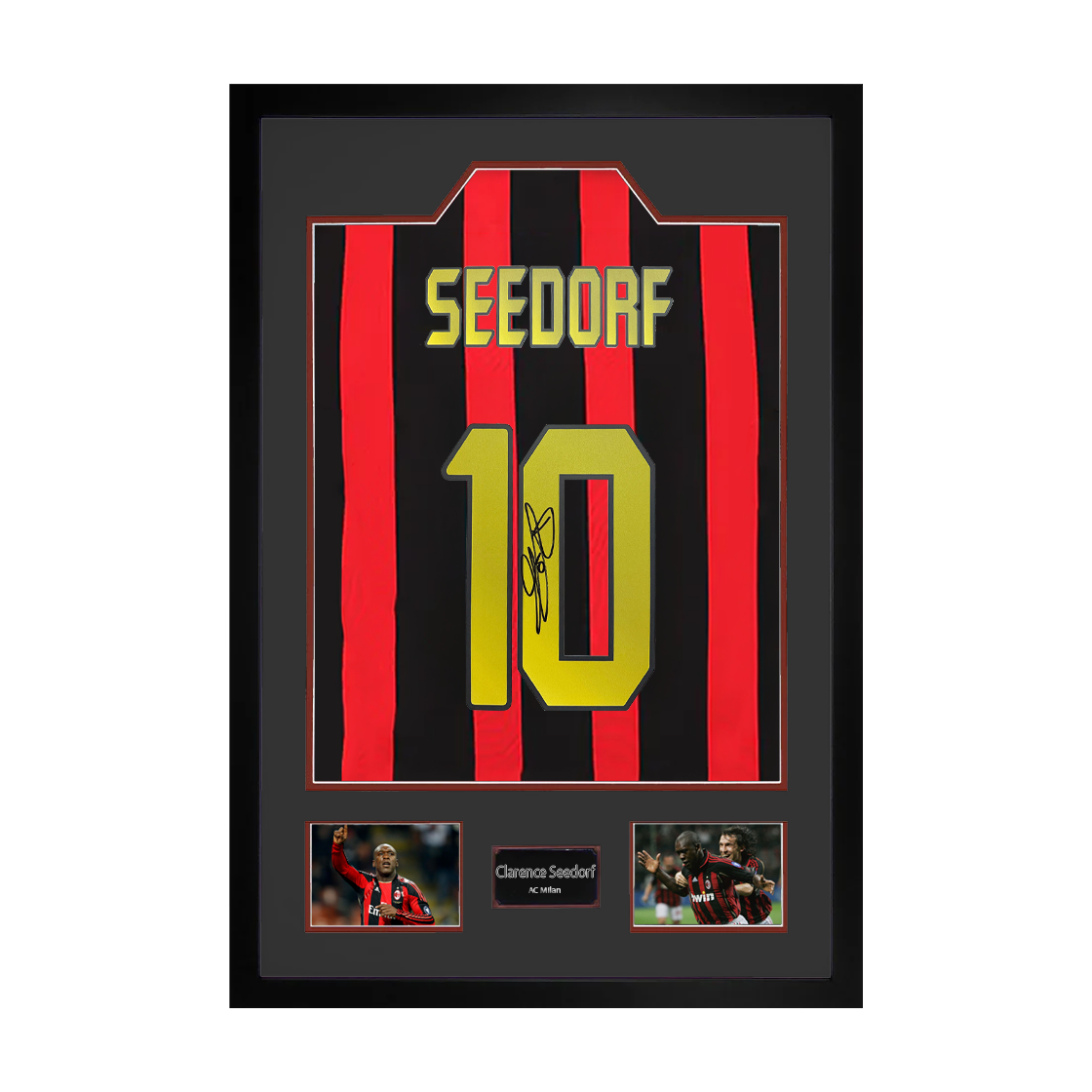 Clarence Seedorf Signed AC Milan Shirt Premium Frame