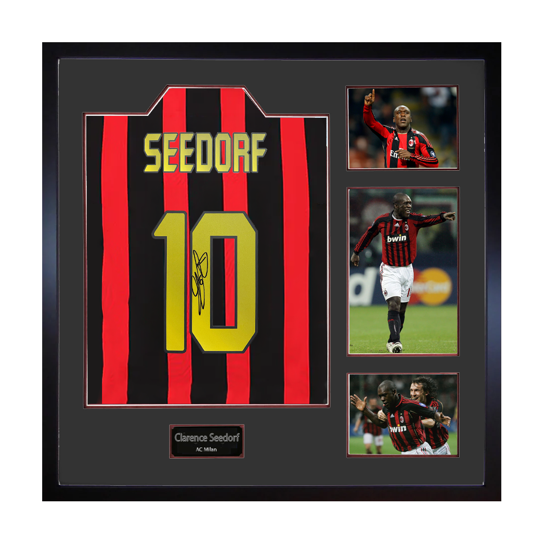 Clarence Seedorf Signed AC Milan Shirt Elite Frame