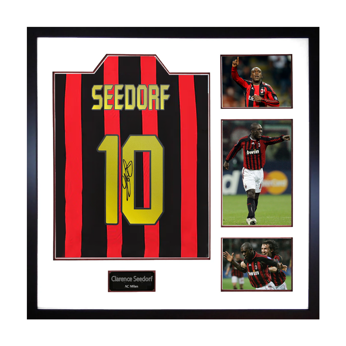 Clarence Seedorf Signed AC Milan Shirt Elite Frame