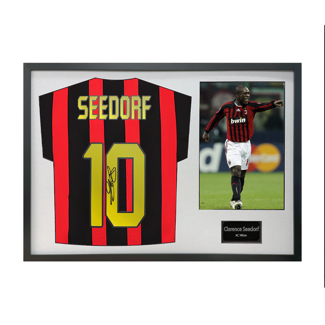 Clarence Seedorf Signed AC Milan Shirt Classic Frame