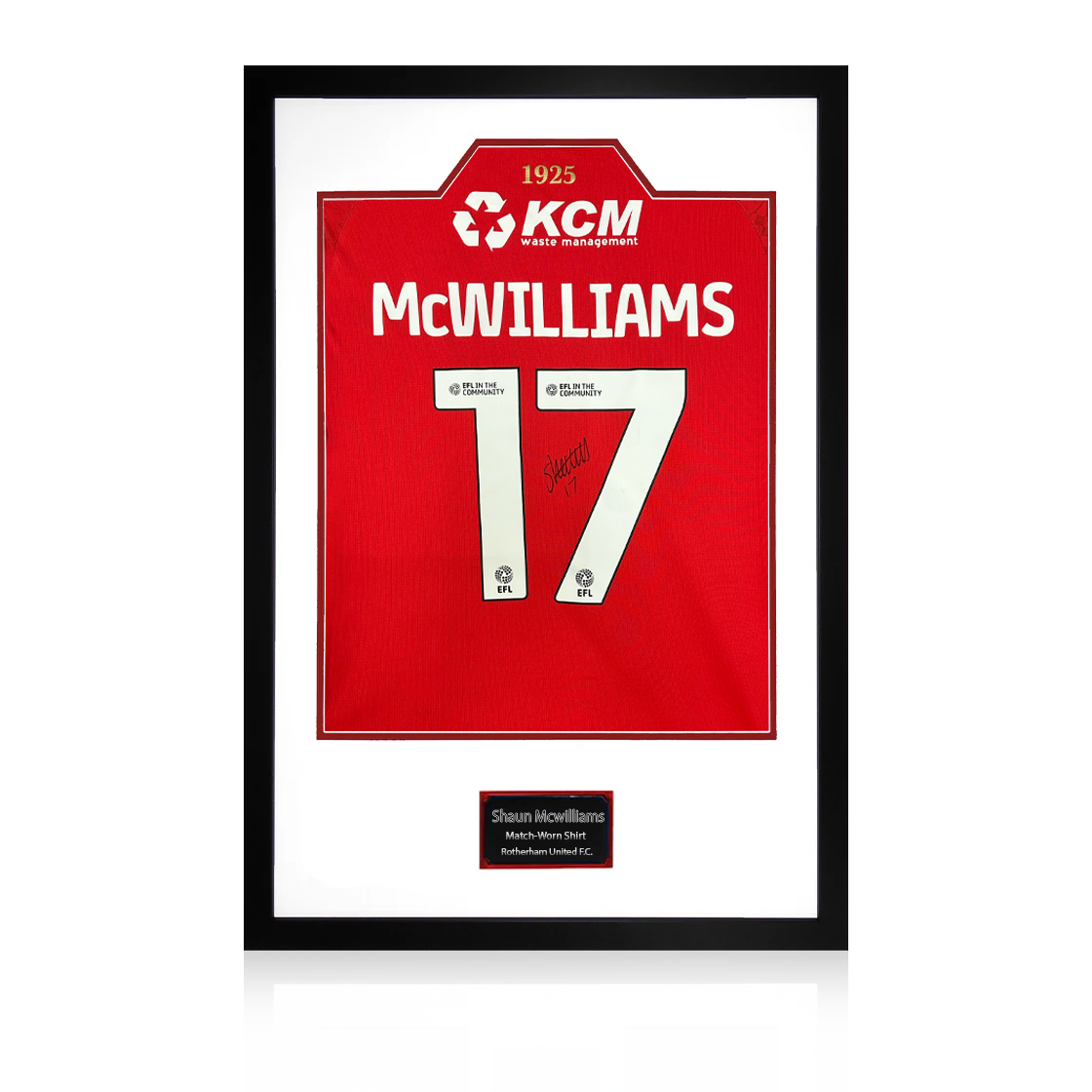 Shaun McWilliams Match-Worn & Signed Rotherham United Shirt Premium Frame