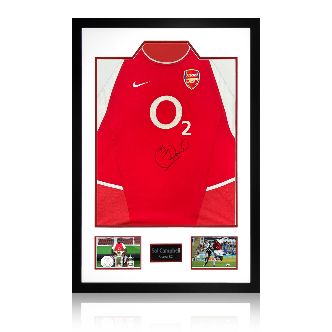 Sol Campbell Signed Arsenal 2002/04 Home Shirt Premium Frame