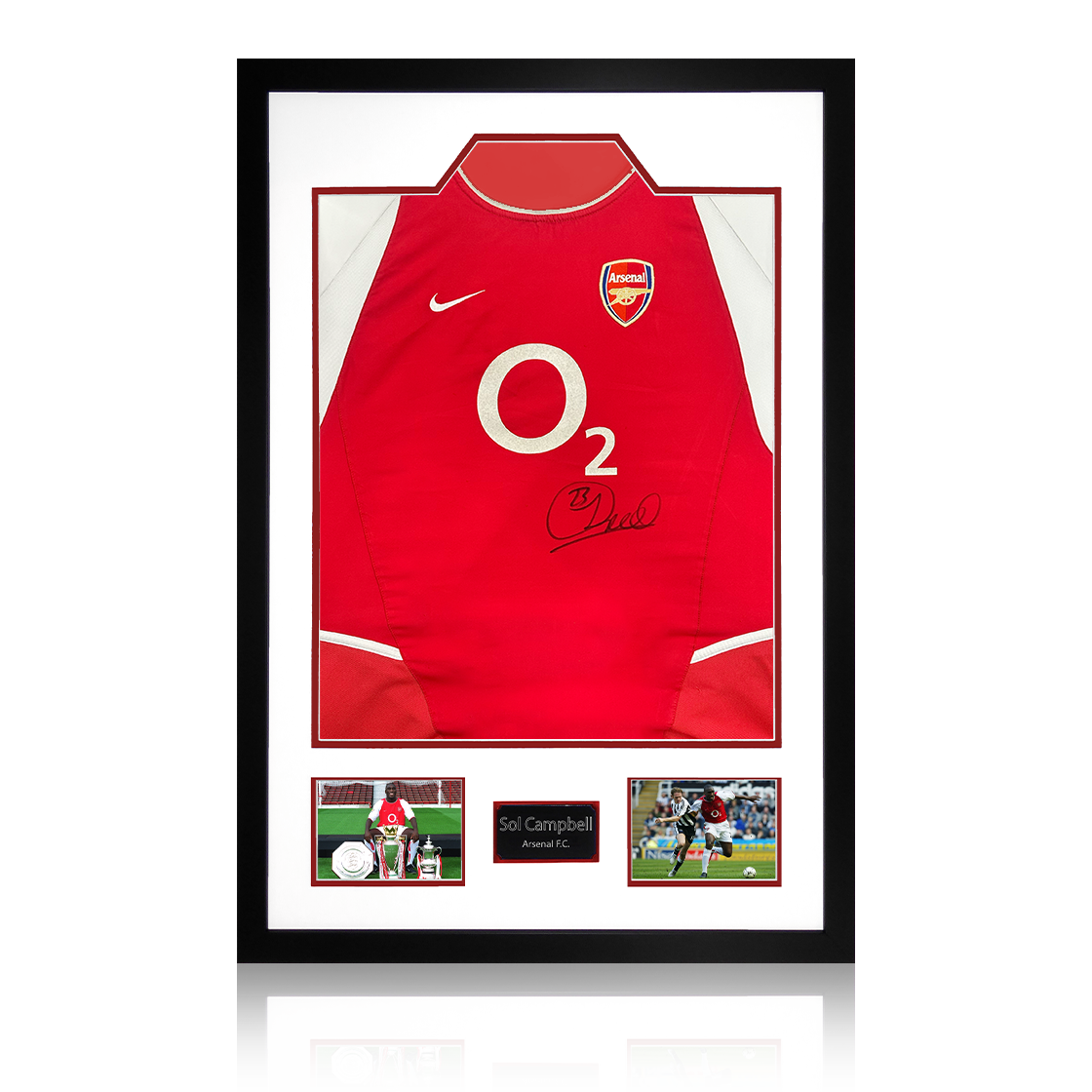 Sol Campbell Signed Arsenal 2002/04 Home Shirt Premium Frame