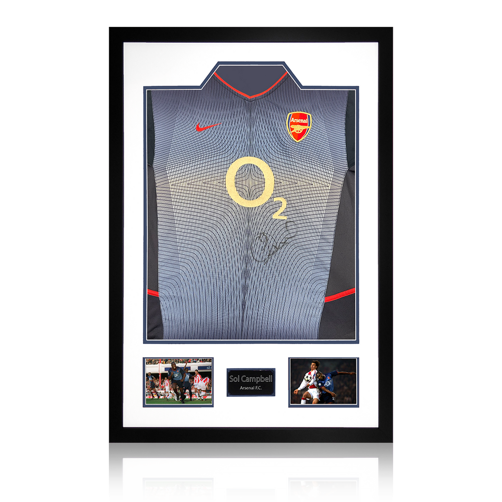 Sol Campbell Signed Arsenal 2002/04 Away Shirt Premium Frame