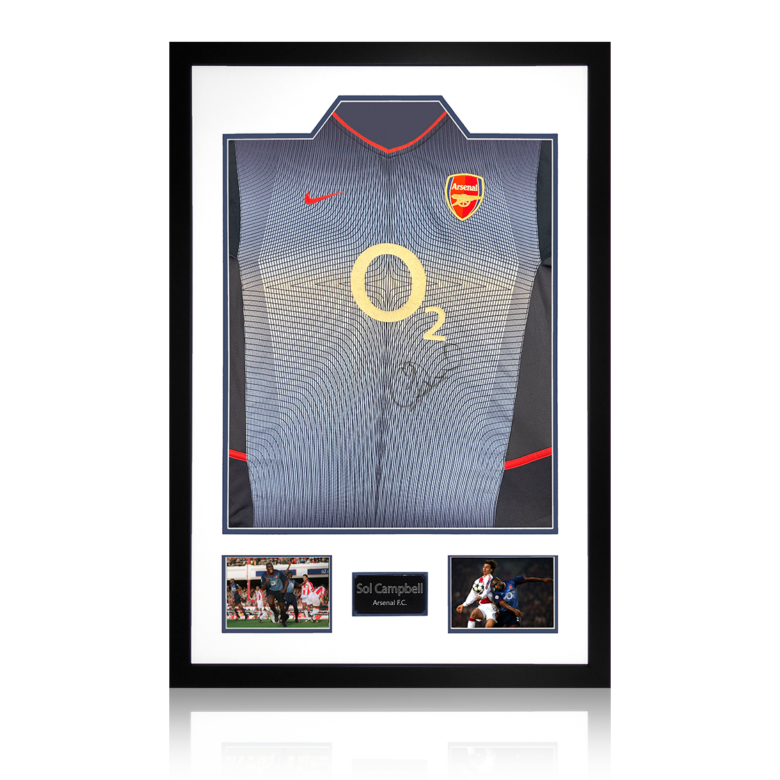Sol Campbell Signed Arsenal 2002/04 Away Shirt Premium Frame
