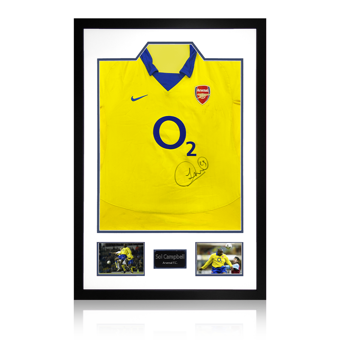 Sol Campbell Signed Arsenal 2003/05 Away Shirt Premium Frame