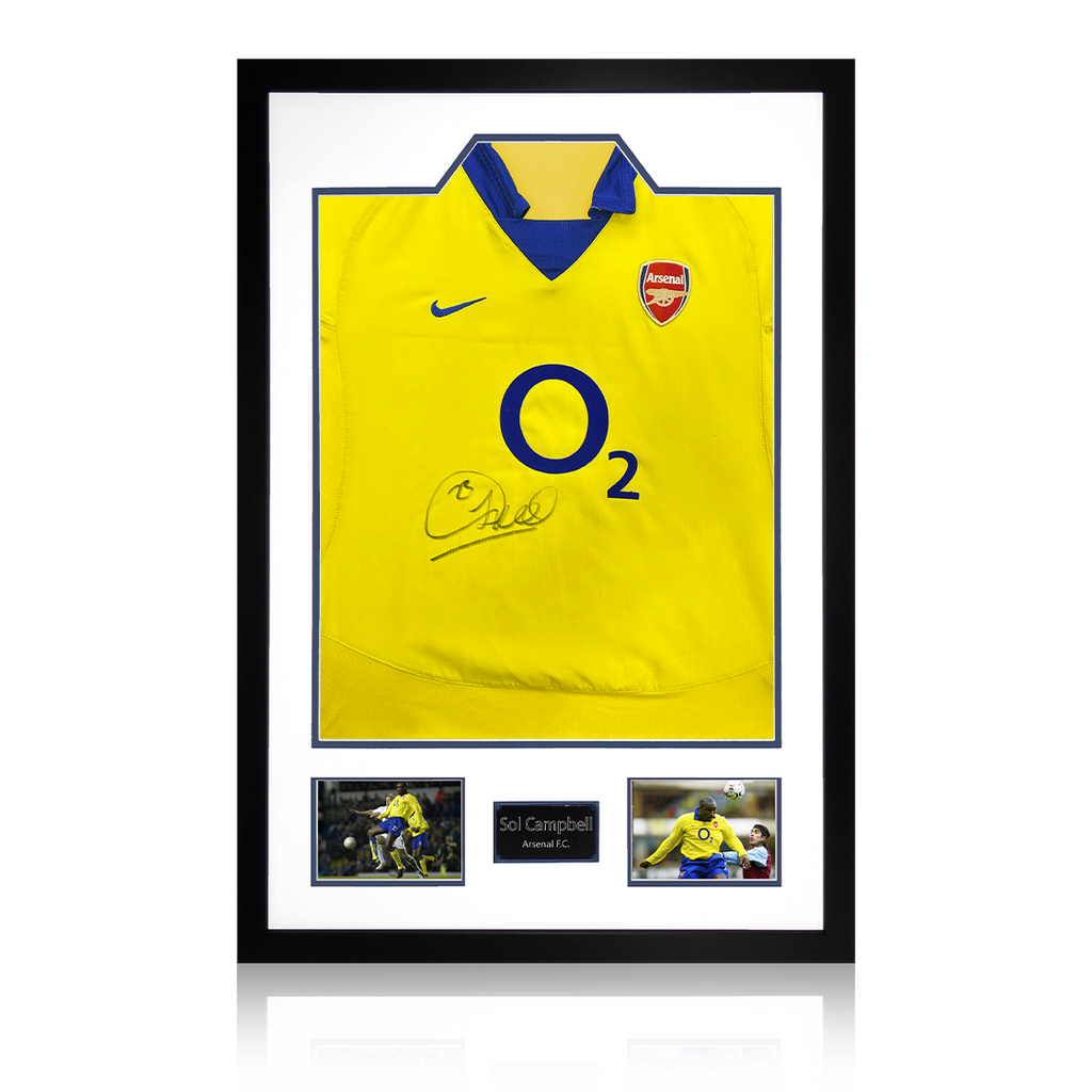 Sol Campbell Signed Arsenal 2003/05 Away Shirt Premium Frame
