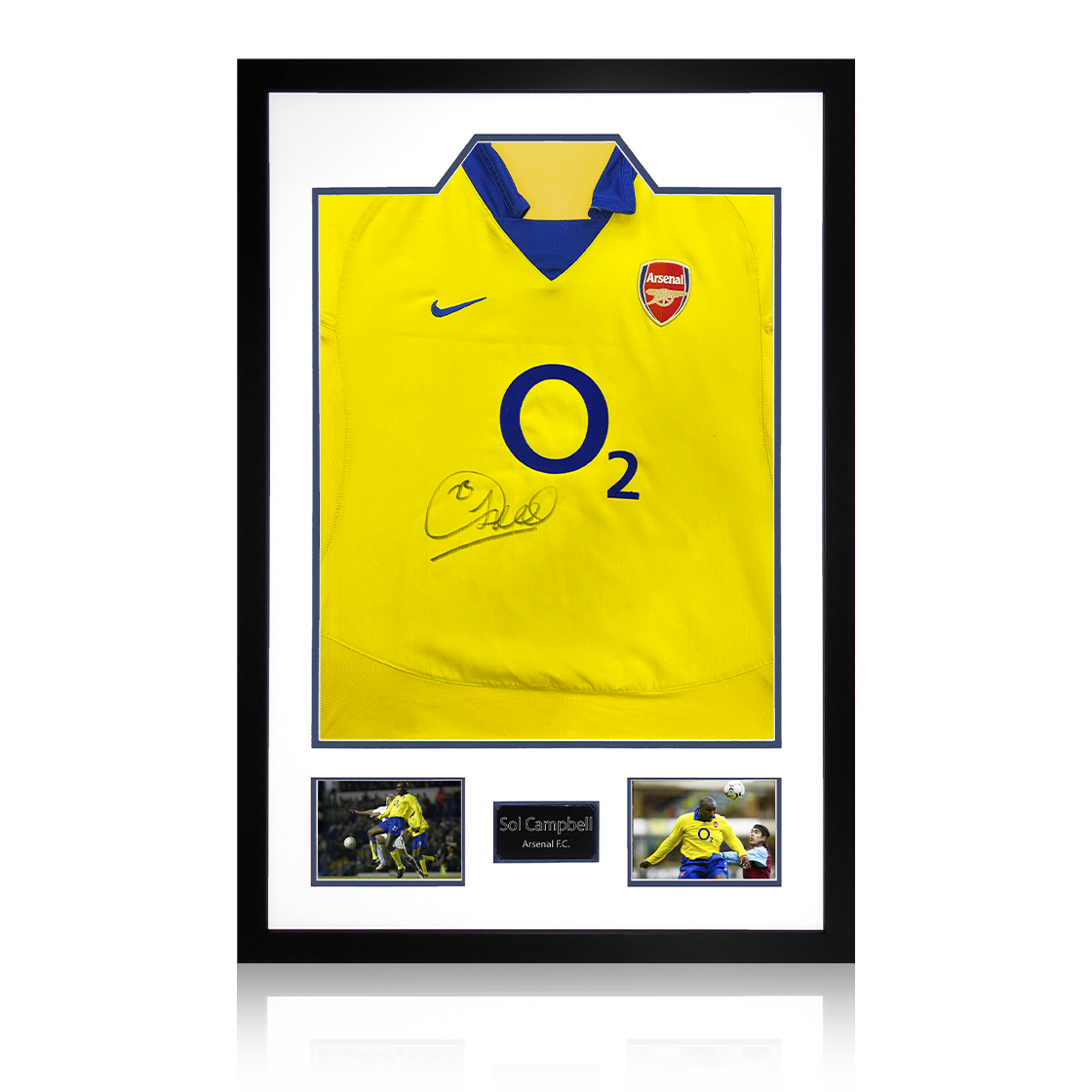 Sol Campbell Signed Arsenal 2003/05 Away Shirt Premium Frame