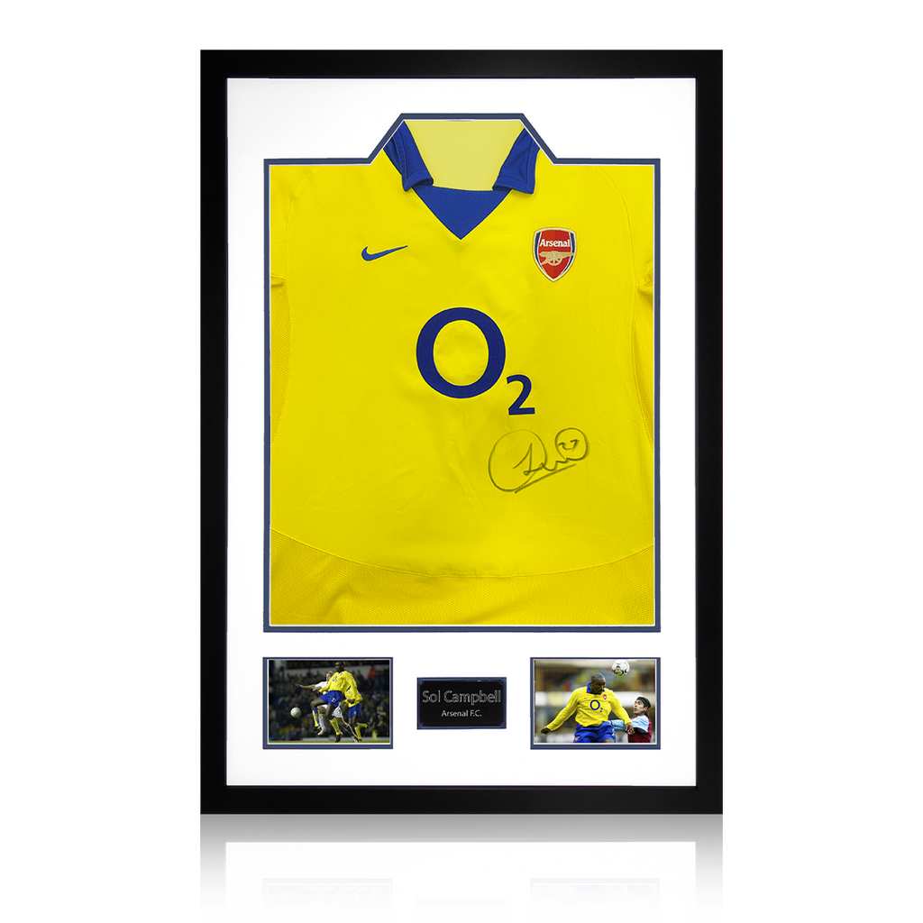 Sol Campbell Signed Arsenal 2003/05 Away Shirt Premium Frame