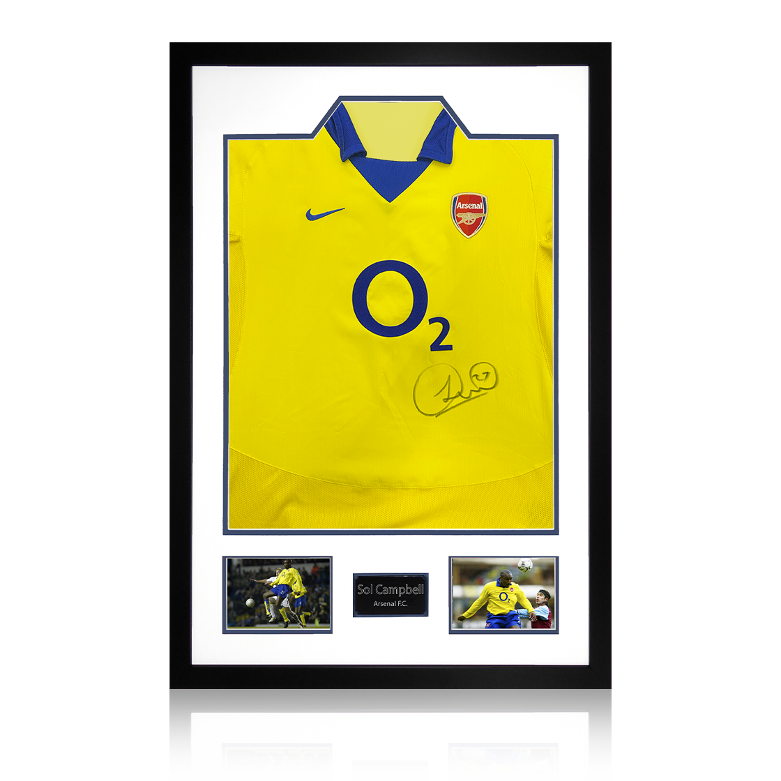 Sol Campbell Signed Arsenal 2003/05 Away Shirt Premium Frame