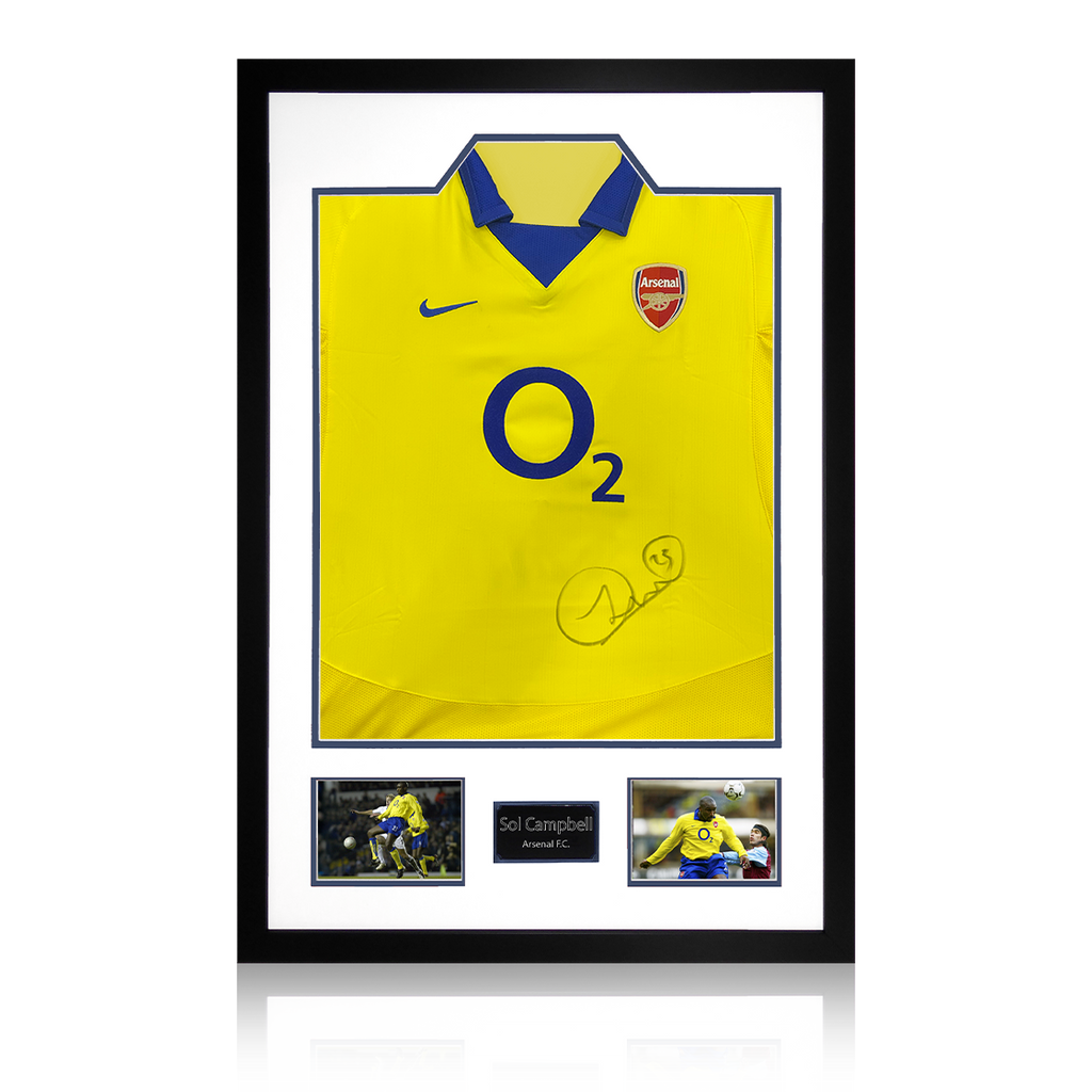 Sol Campbell Signed Arsenal 2003/05 Away Shirt Premium Frame