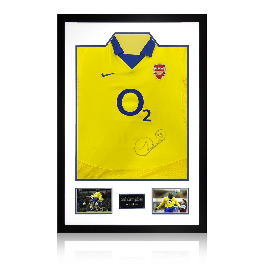 Sol Campbell Signed Arsenal 2003/05 Away Shirt Premium Frame