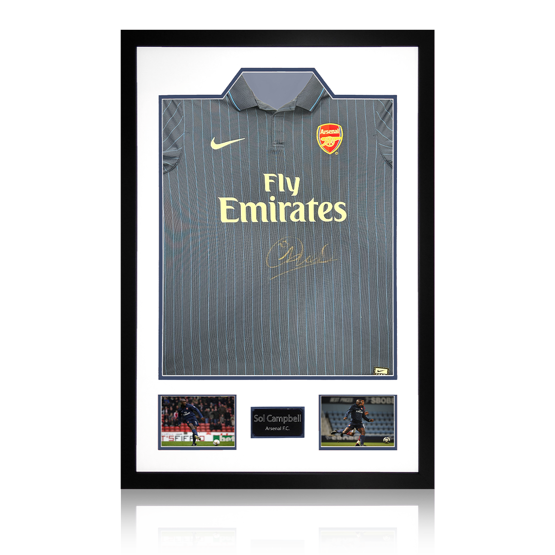 Sol Campbell Signed Arsenal 2009/10 Away Shirt Premium Frame