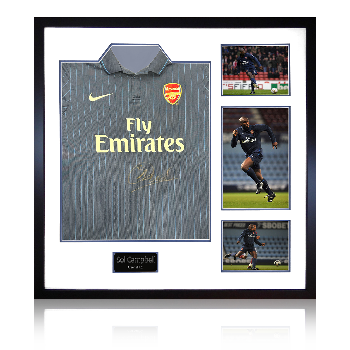 Sol Campbell Signed Arsenal 2009/10 Away Shirt Elite Frame