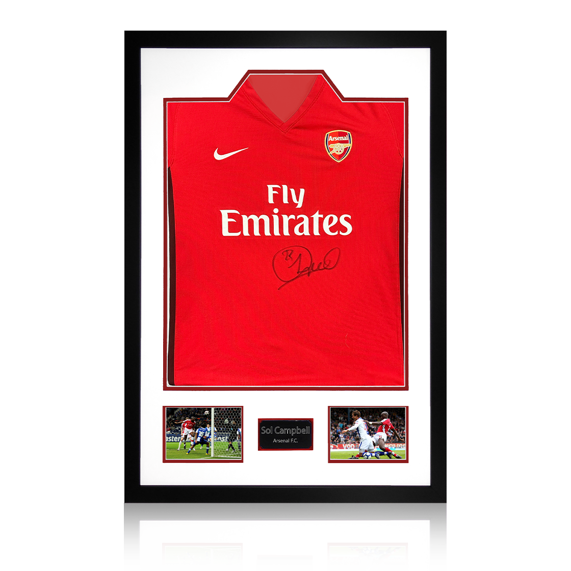 Sol Campbell Signed Arsenal 2009/10 Home Shirt Premium Frame