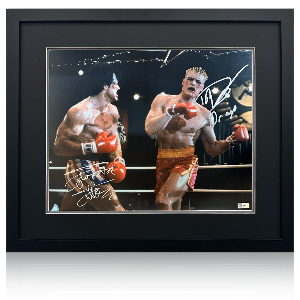 Sylvester Stallone & Dolph Lundgren Signed Rocky Deluxe Mount Frame (Online Authentics)