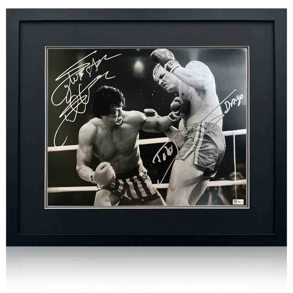 Sylvester Stallone & Dolph Lundgren Signed Rocky Deluxe Mount Frame (Online Authentics)