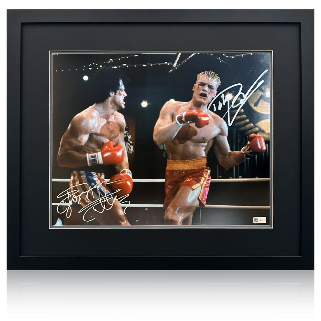 Sylvester Stallone & Dolph Lundgren Signed Rocky Deluxe Mount Frame (Online Authentics)