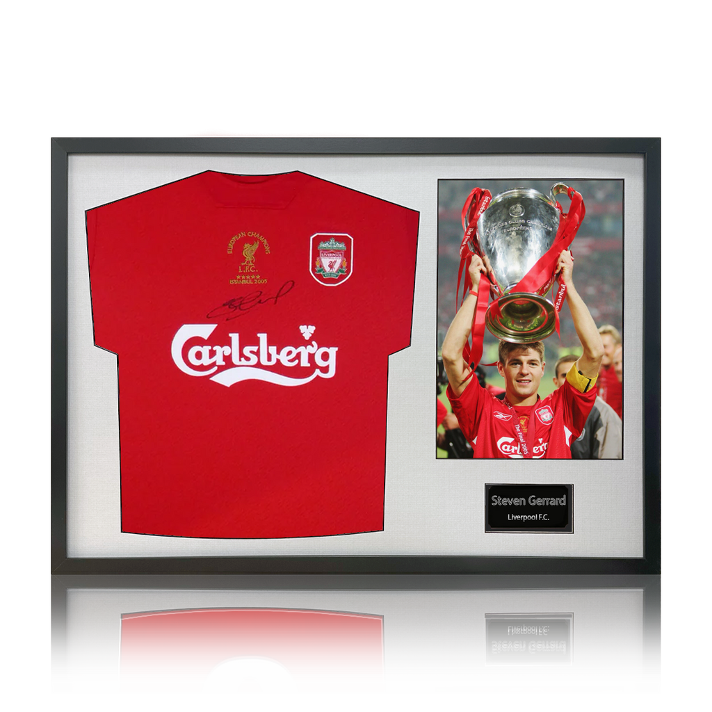 Steven Gerrard Signed 2005 Liverpool Shirt Classic Frame