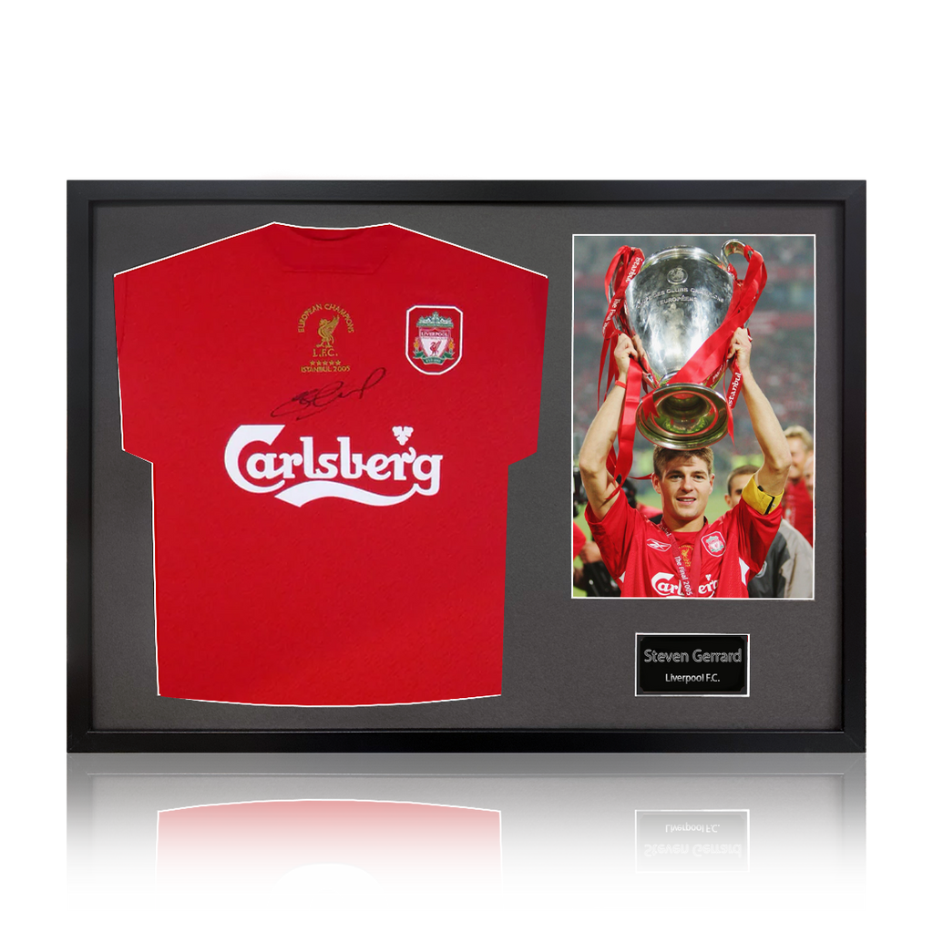 Steven Gerrard Signed 2005 Liverpool Shirt Classic Frame