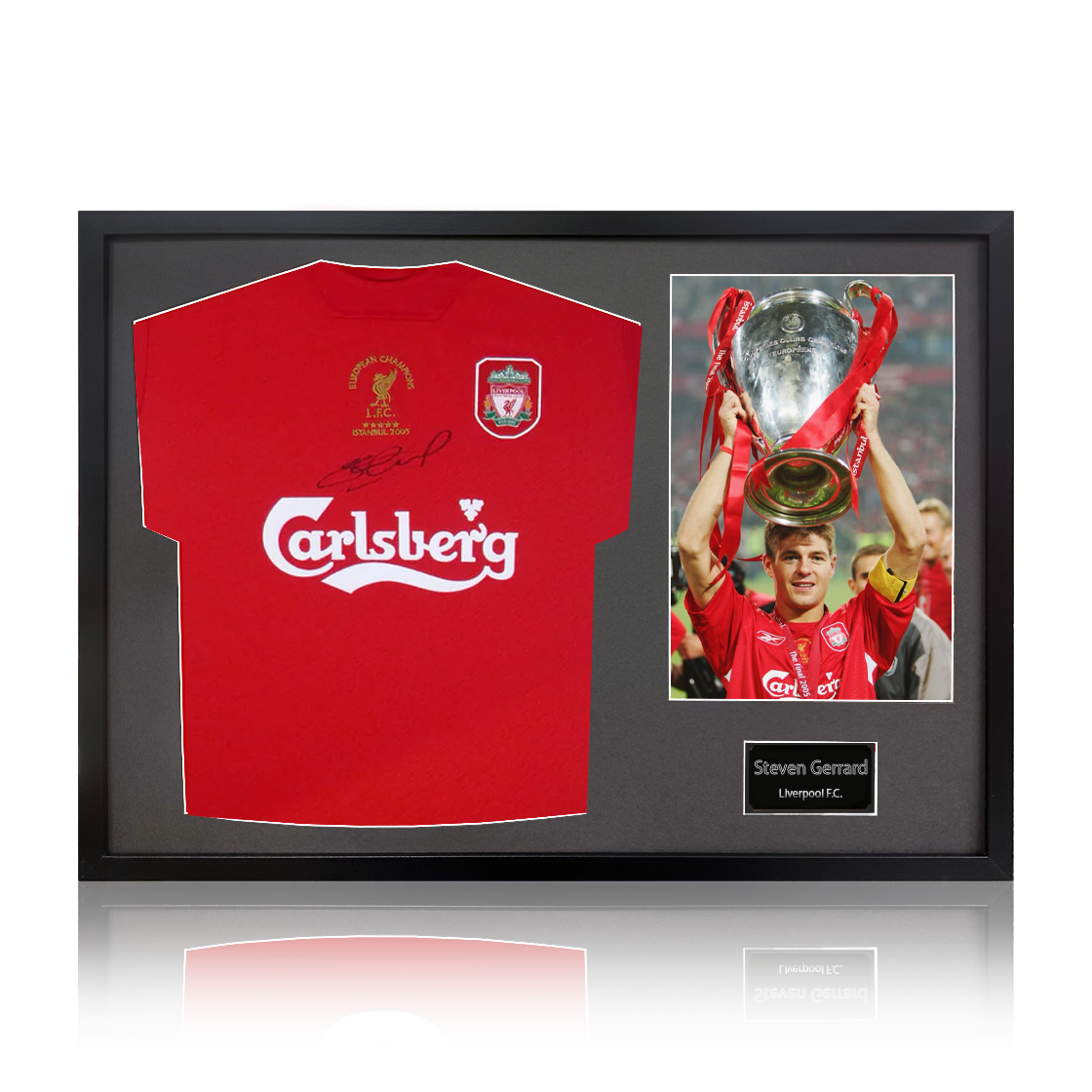 Steven Gerrard Signed 2005 Liverpool Shirt Classic Frame