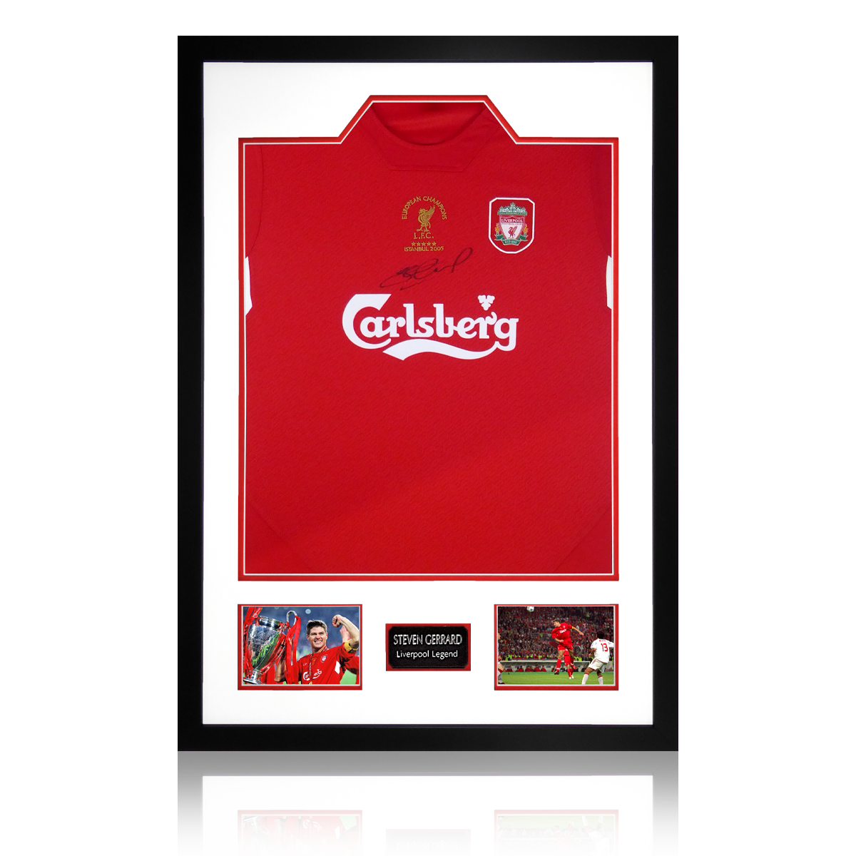 Steven Gerrard Signed 2005 Liverpool Shirt Premium Frame