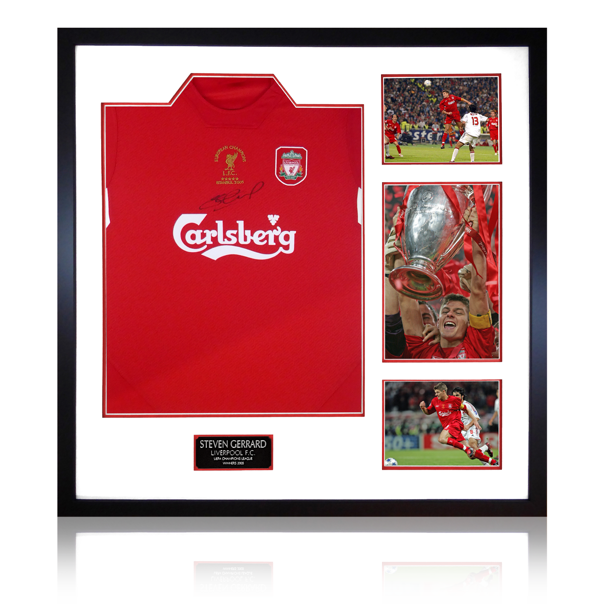 Steven Gerrard Signed 2005 Liverpool Shirt Elite Frame