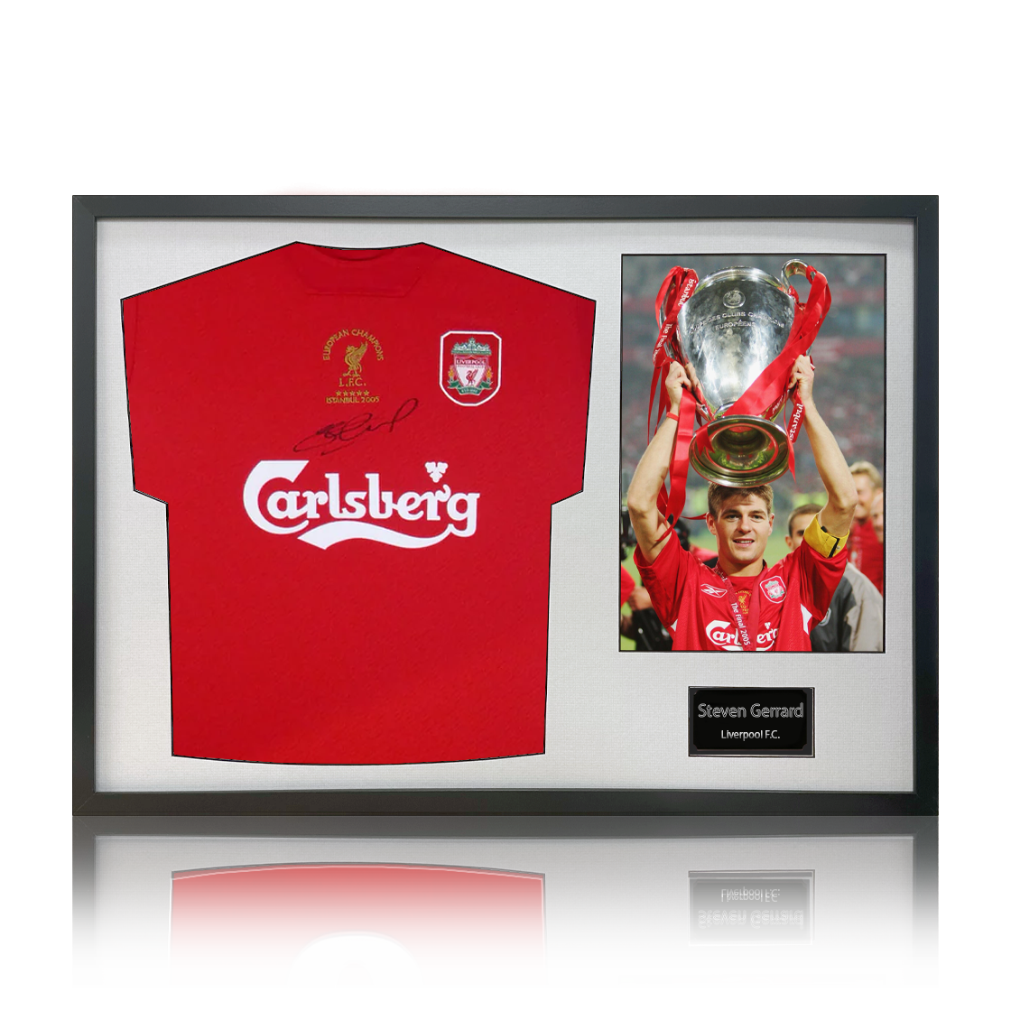 Steven Gerrard Signed 2005 Liverpool Shirt Classic Frame