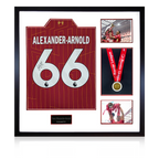 Trent Alexander-Arnold Signed Liverpool Shirt Elite Frame (AFTAL Authentication) w/ League Replica Medal