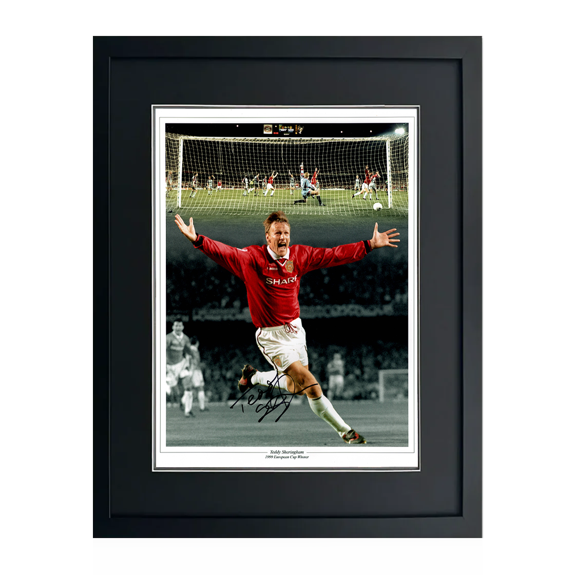Teddy Sheringham Signed Manchester United 16x12 Photo Compact Frame