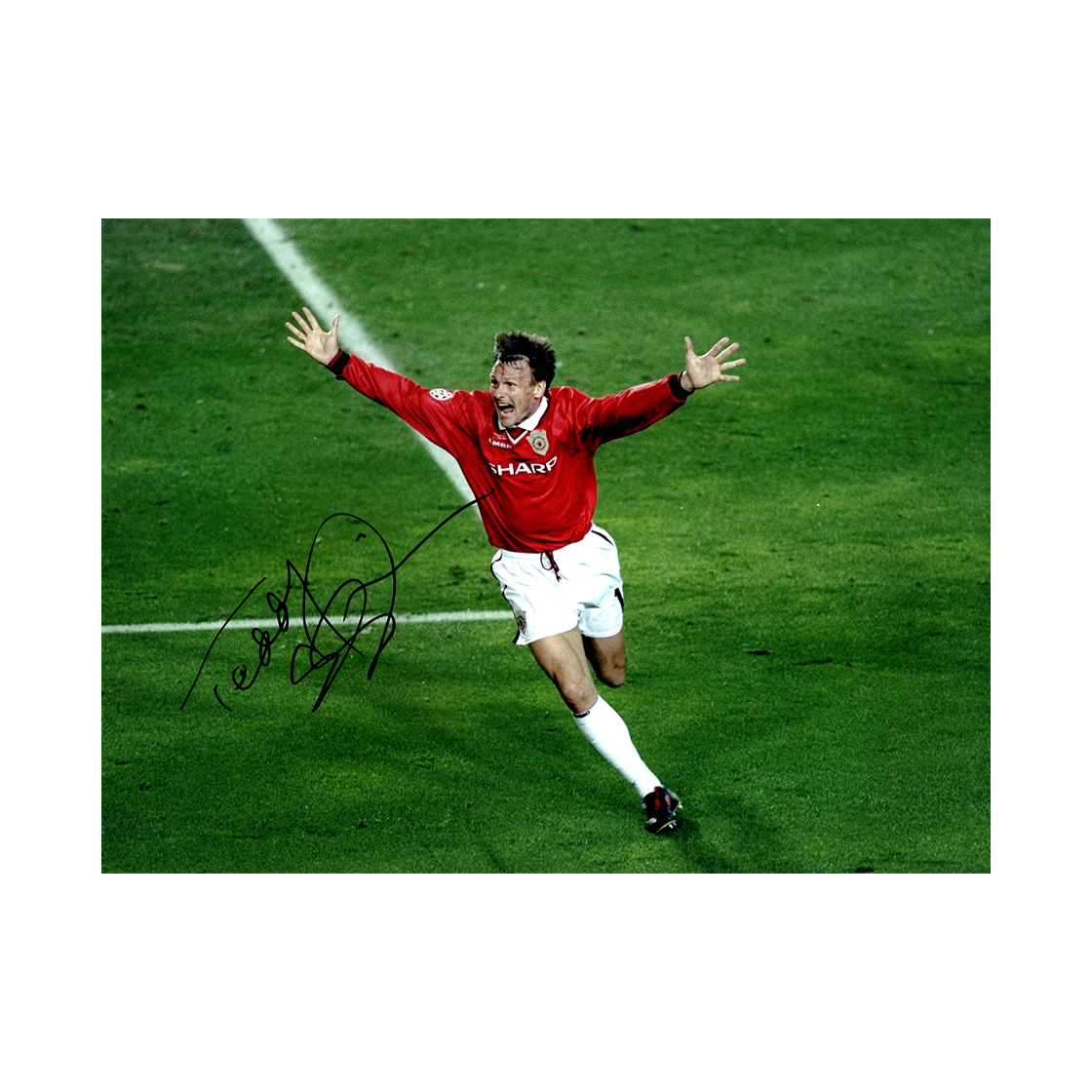 Teddy Sheringham Signed Manchester United 16x12 Photo