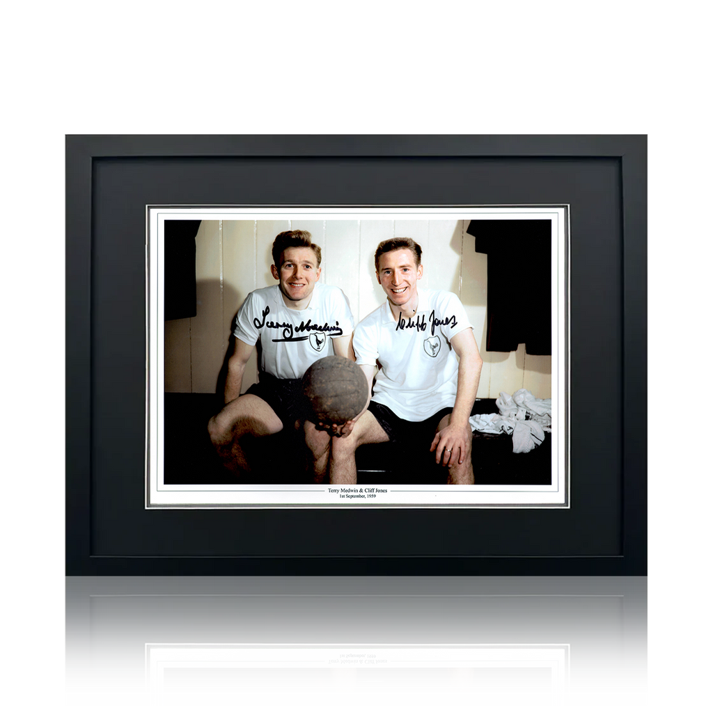 Terry Medwin & Cliff Jones Signed Tottenham Hotspur 16x12 Photo Deluxe Mount Frame