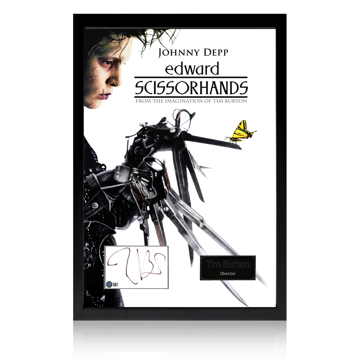 Tim Burton Signed Edward Scissorhands Index Card Iconic Frame (AFTAL Authentication)