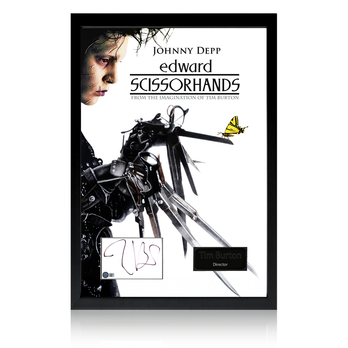 Tim Burton Signed Edward Scissorhands Index Card Iconic Frame (AFTAL Authentication)