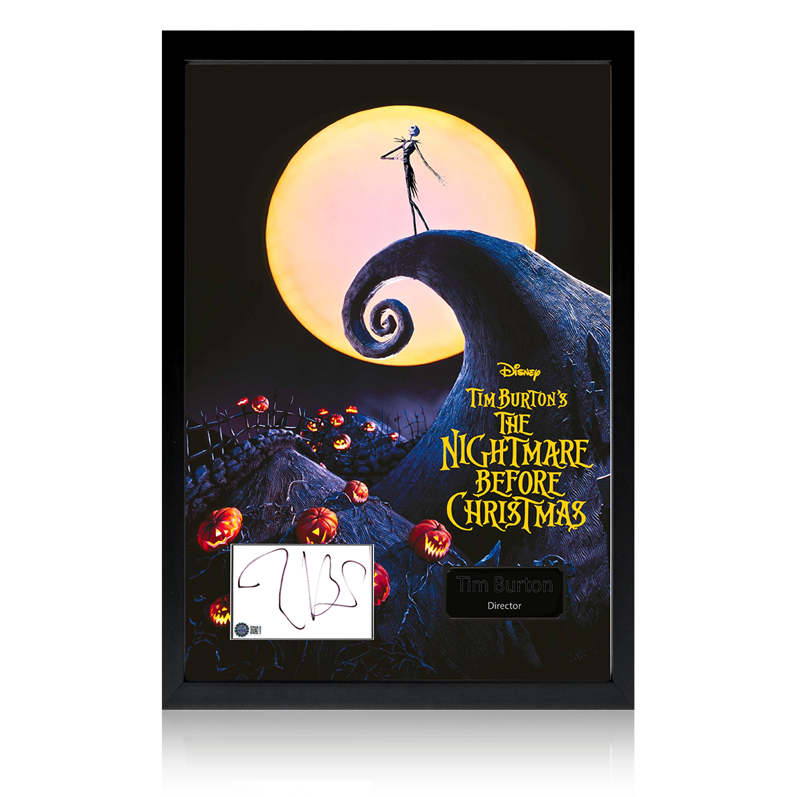 Tim Burton Signed The Nightmare Before Christmas Index Card Iconic Frame (AFTAL Authentication)
