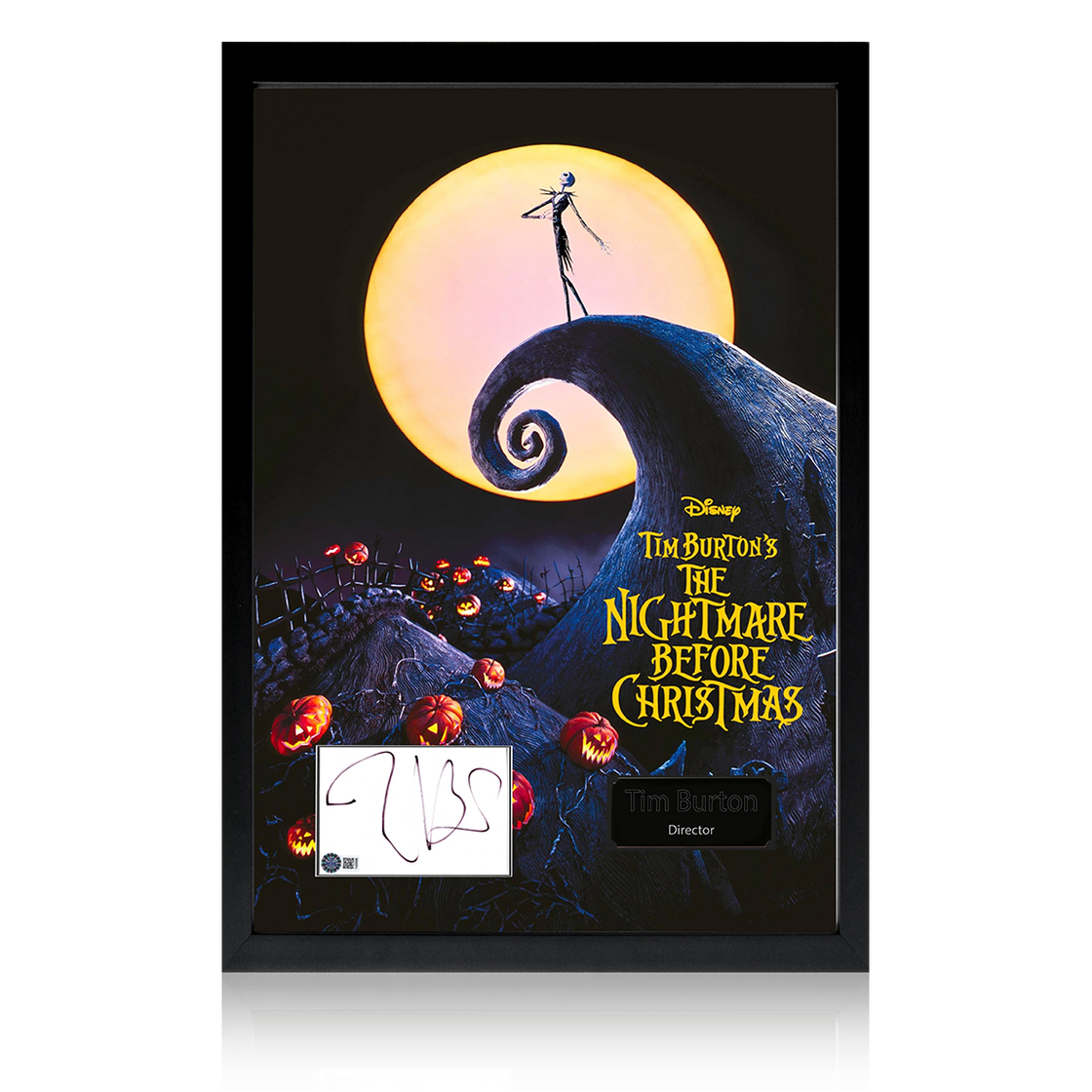 Tim Burton Signed The Nightmare Before Christmas Index Card Iconic Frame (AFTAL Authentication)