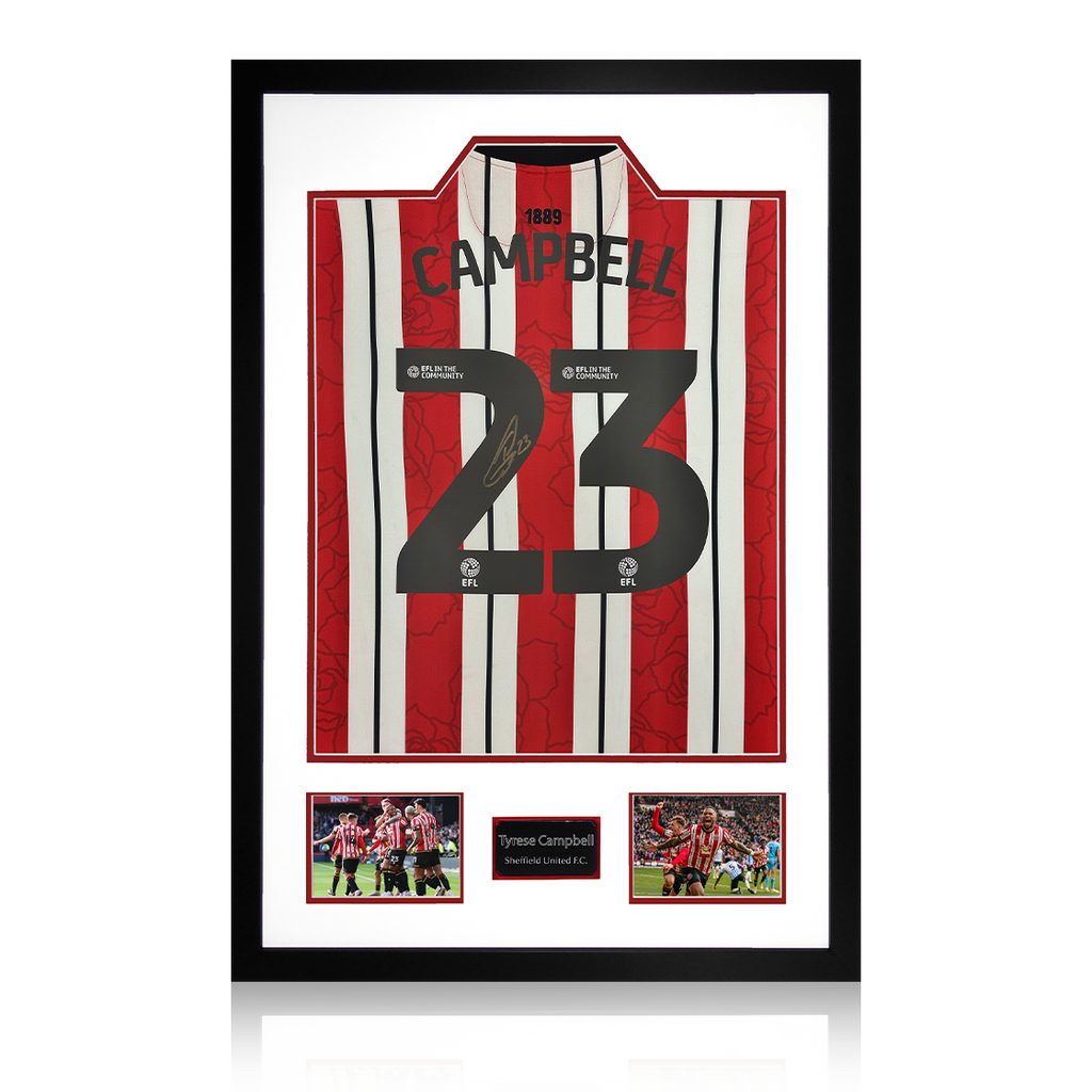 Tyrese Campbell Signed Sheffield United 24/25 Shirt Premium Frame