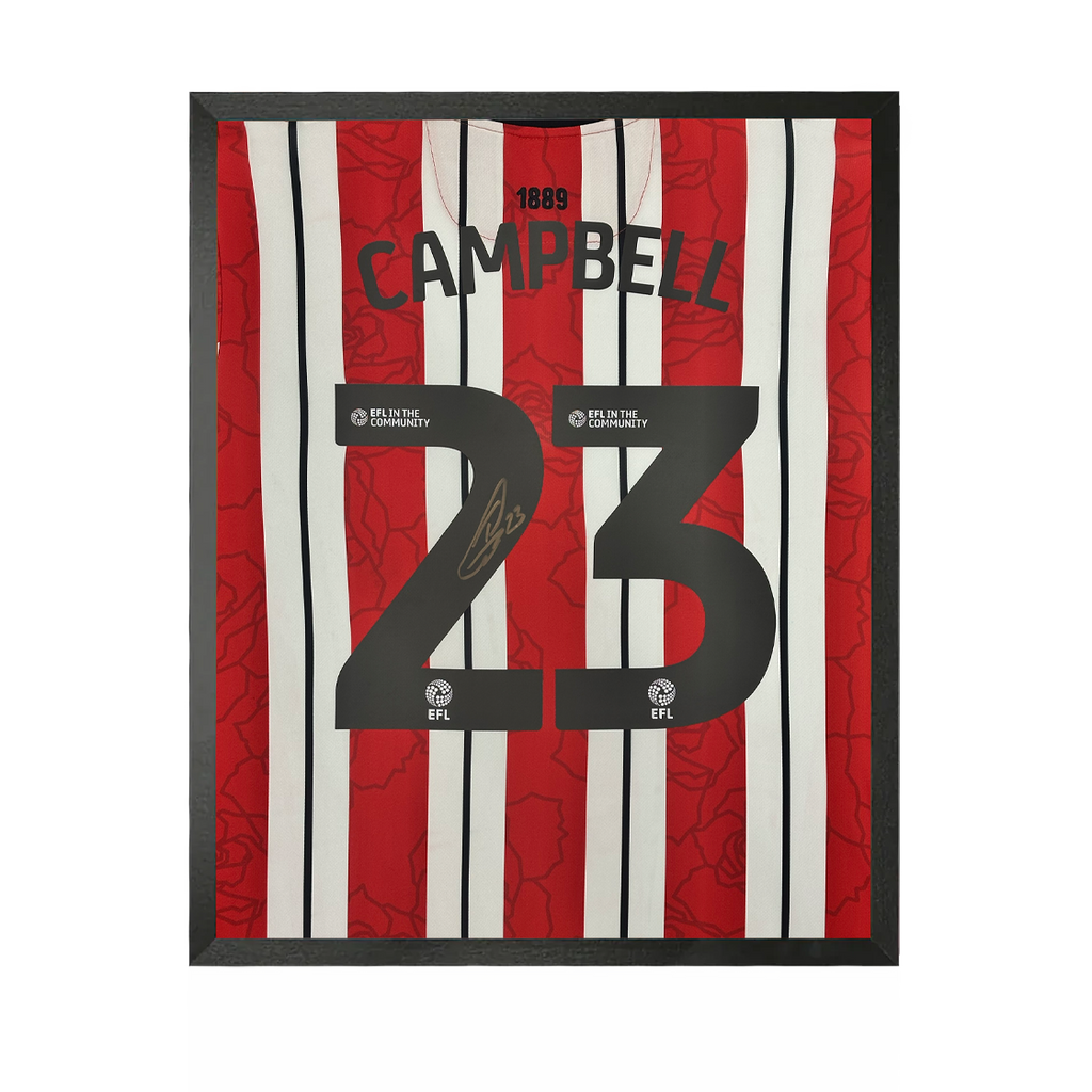 Tyrese Campbell Signed Sheffield United 24/25 Shirt Compact Frame