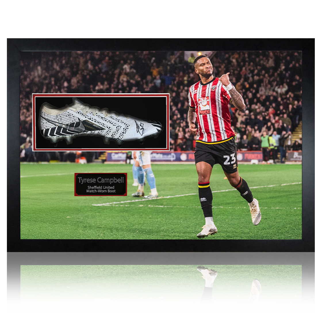 Tyrese Campbell Signed & Match-Worn Sheffield United Boot Iconic Frame #1