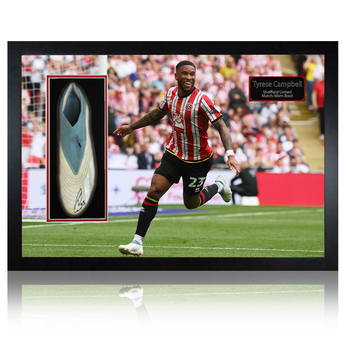 Tyrese Campbell Signed & Match-Worn Sheffield United Boot Iconic Frame #2
